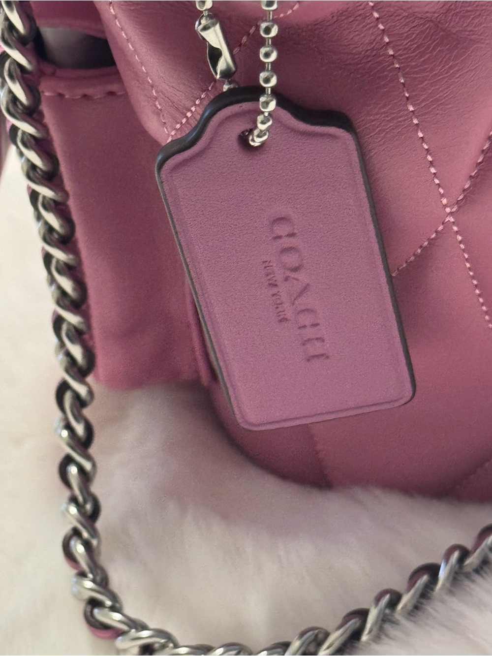 Coach  Tabby Quilted Leather Backpack in Magenta with Silver Hardware - Picture 8 of 13